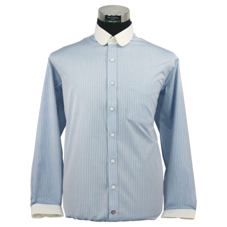 Sky Blue Stripes Penny Collar Shirt - John Clothier London