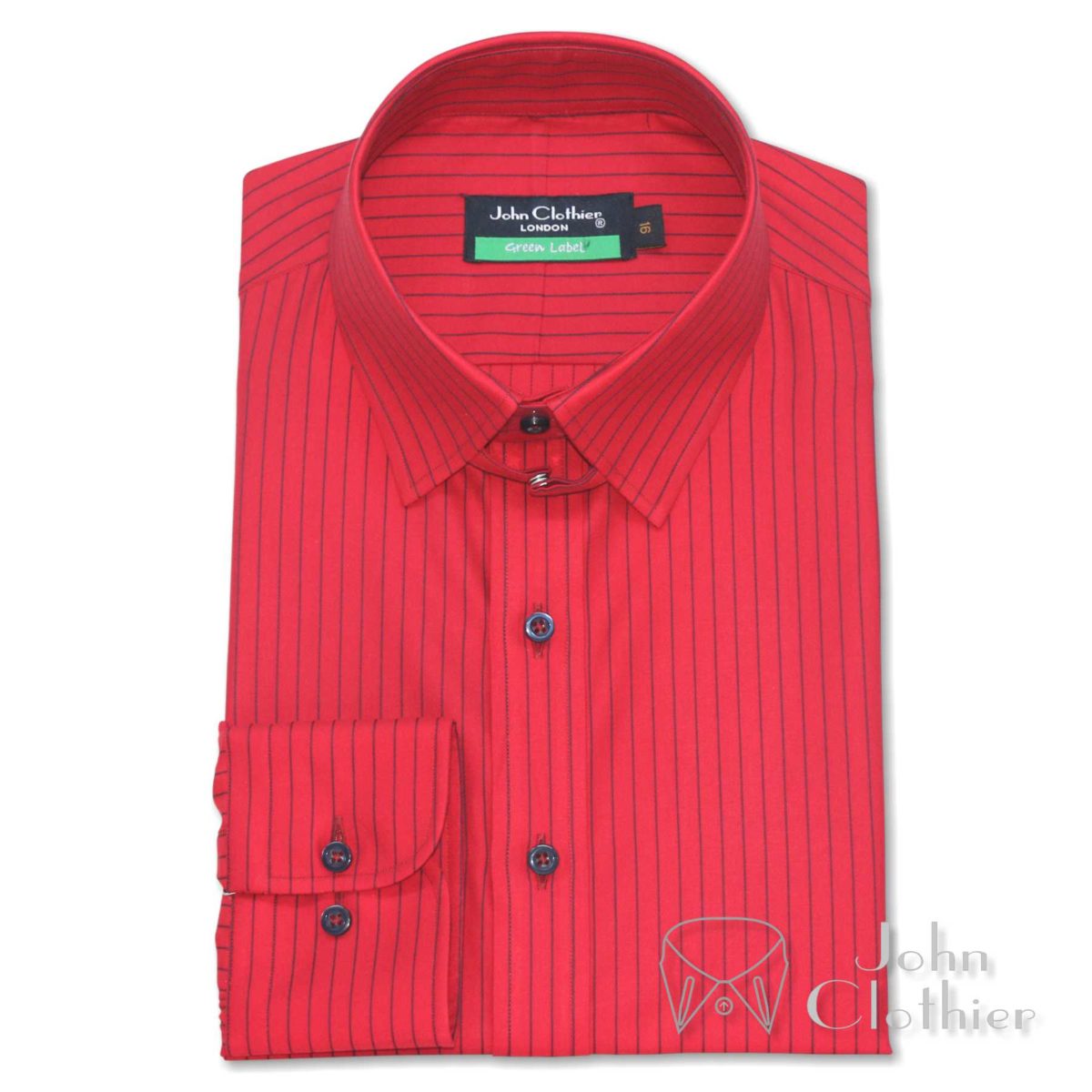 Red stripes tab collar shirts