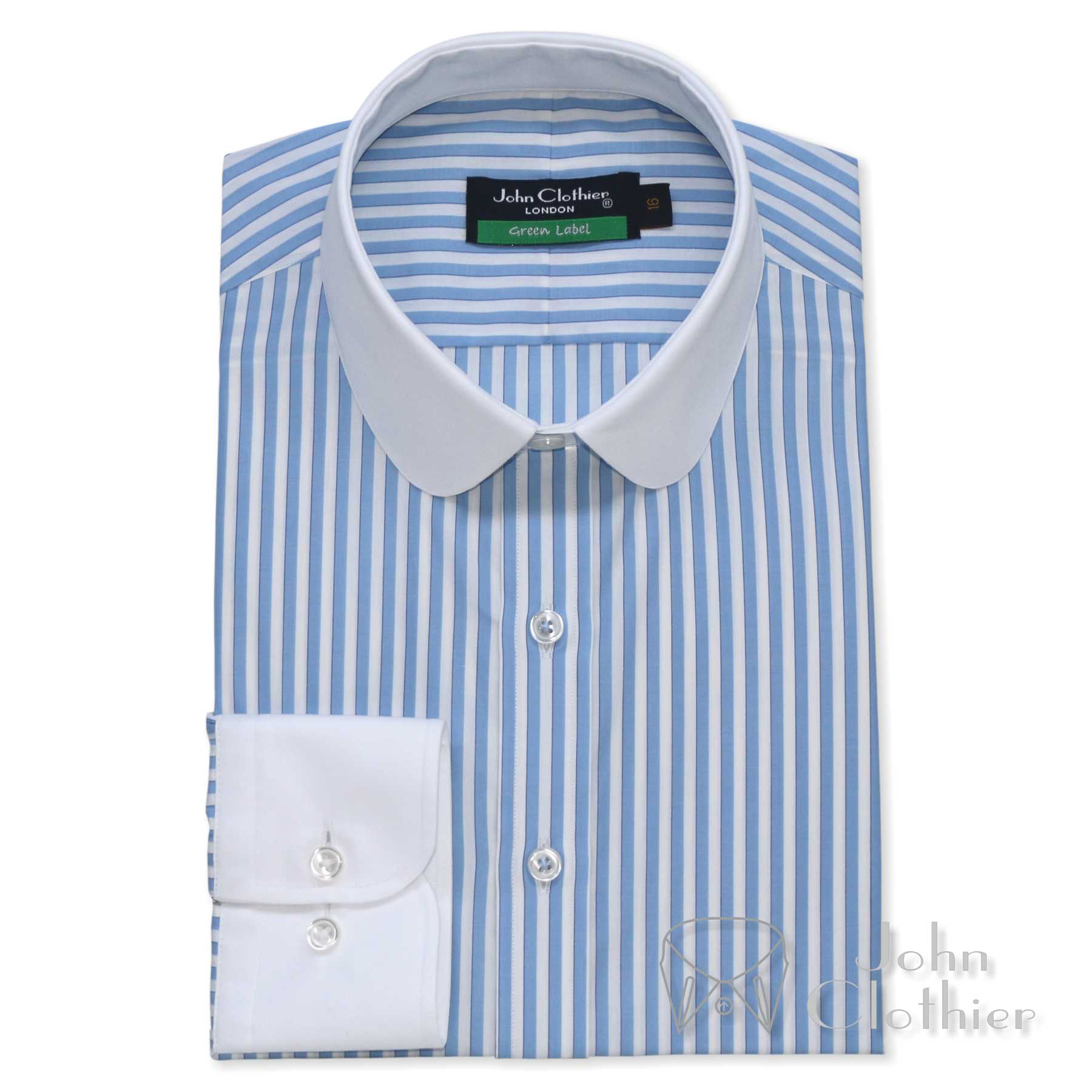 White Penny Collar shirt - John Clothier Plain White.P