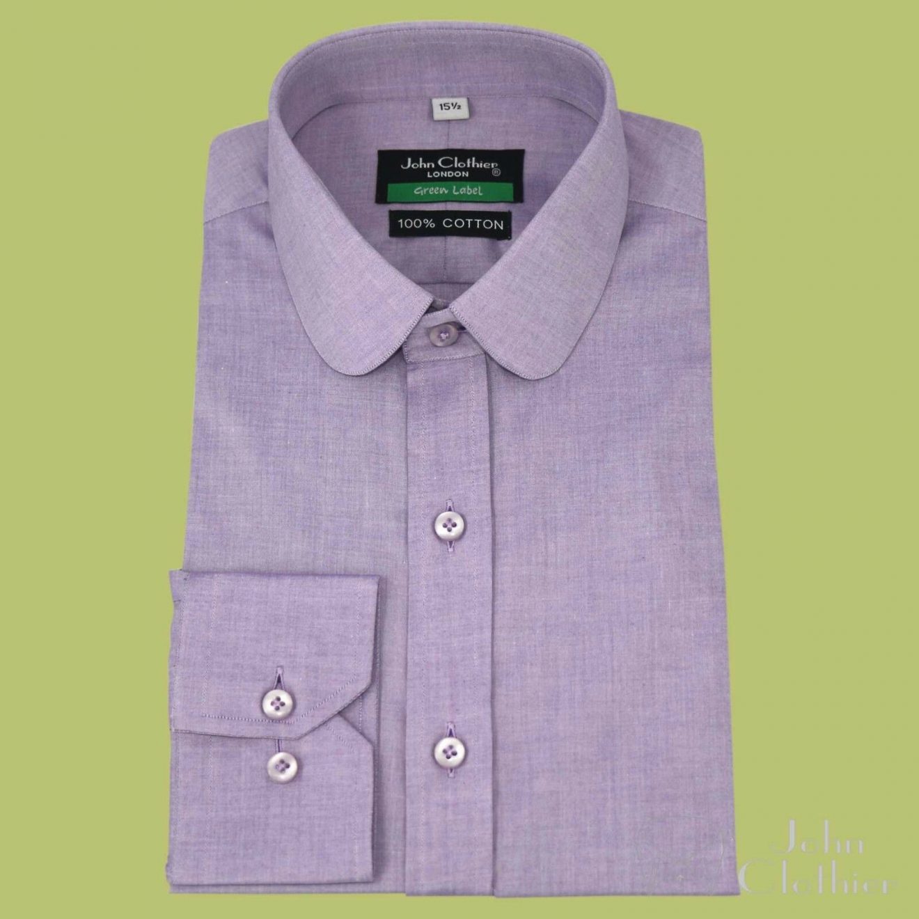 Lilac Purple Penny-collar shirt - John Clothier London