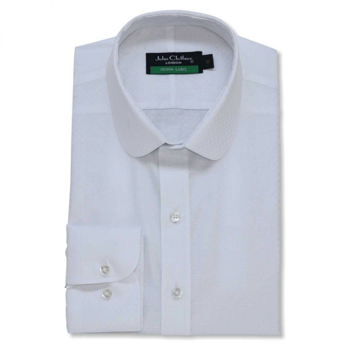 White Self Checks Penny Collar Shirt