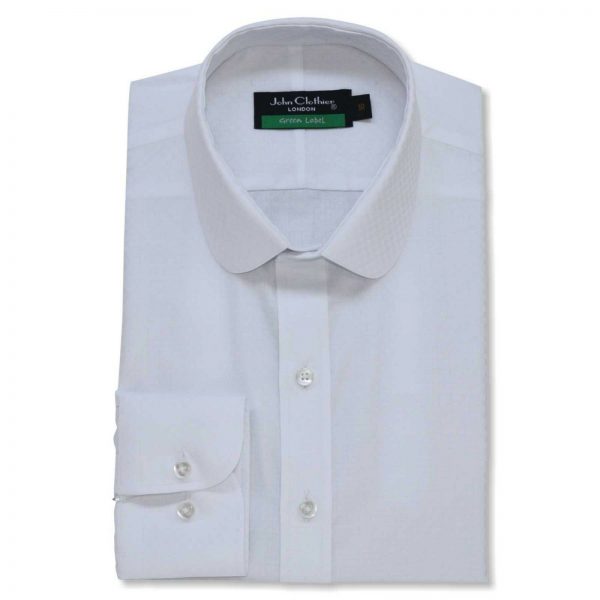 White-Checks Penny Collar shirt - John Clothier White Self Checks.P