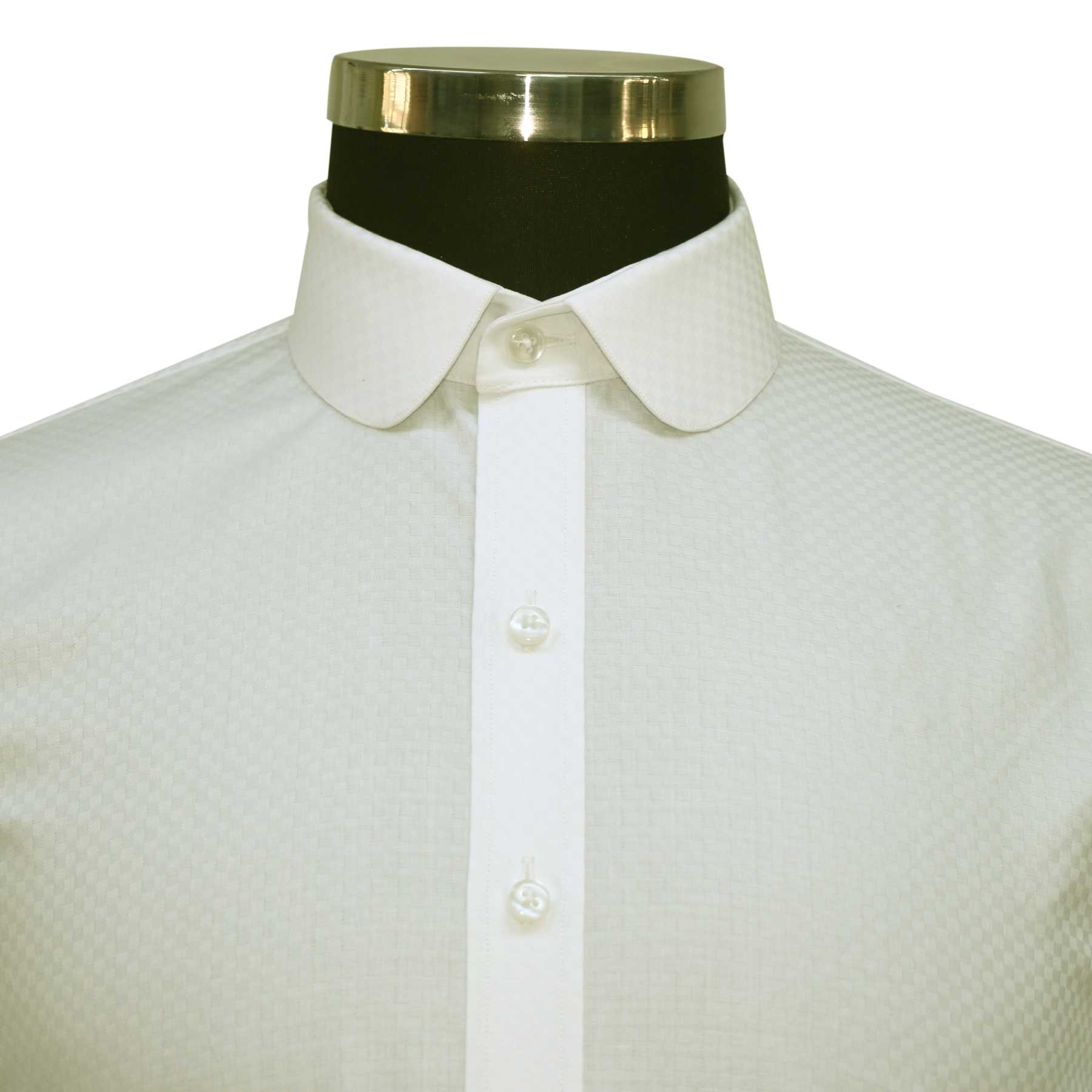 Dark Green-Pinstripes Penny Collar Shirt- John Clothier London