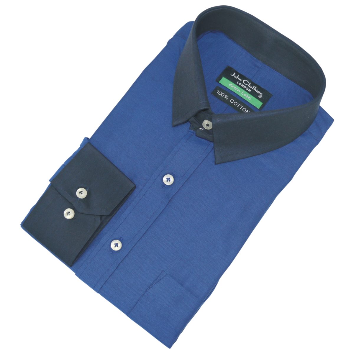 SAtin Blue James Bond Collar Shirt