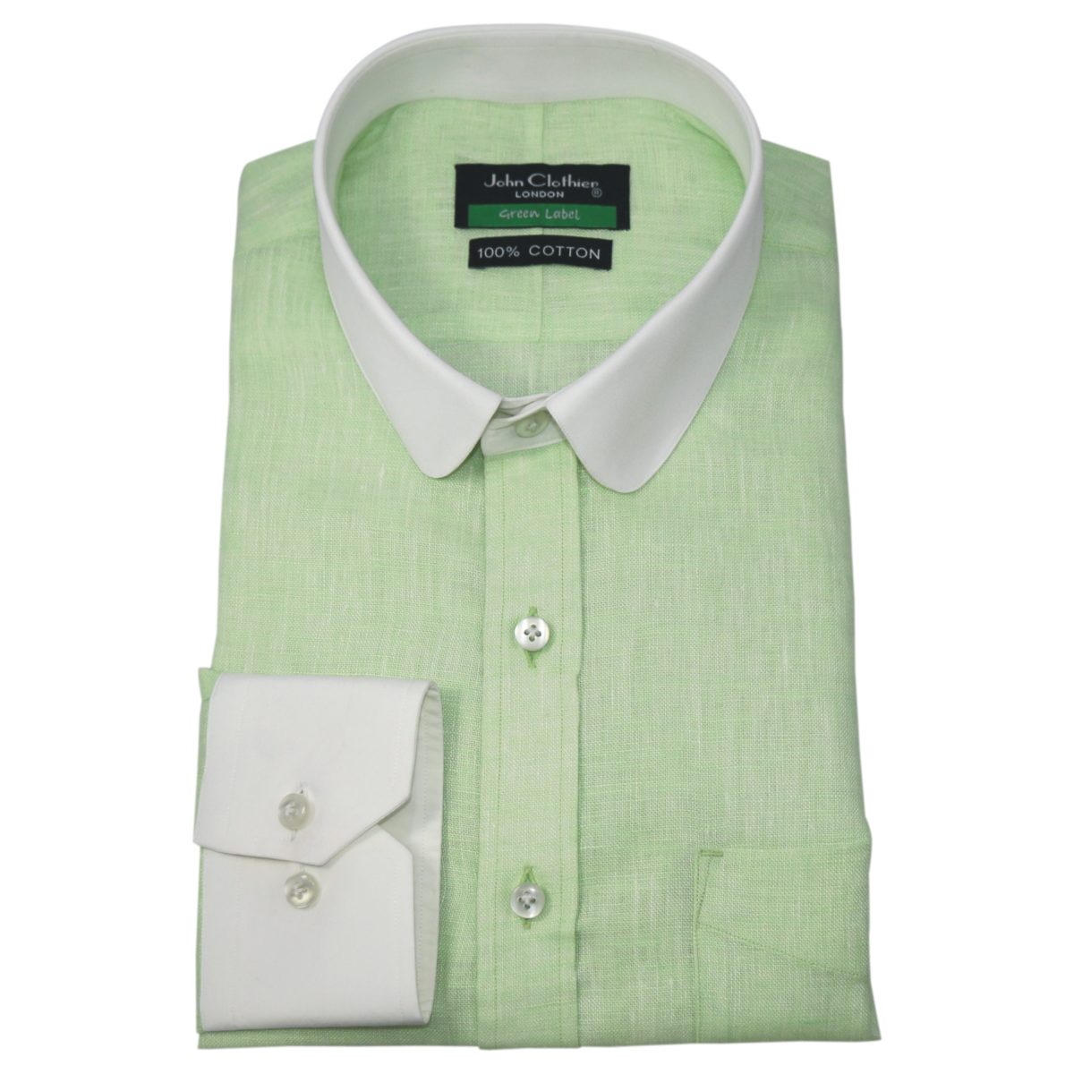 Green Linen Peaky blinders penny collar mens shirt