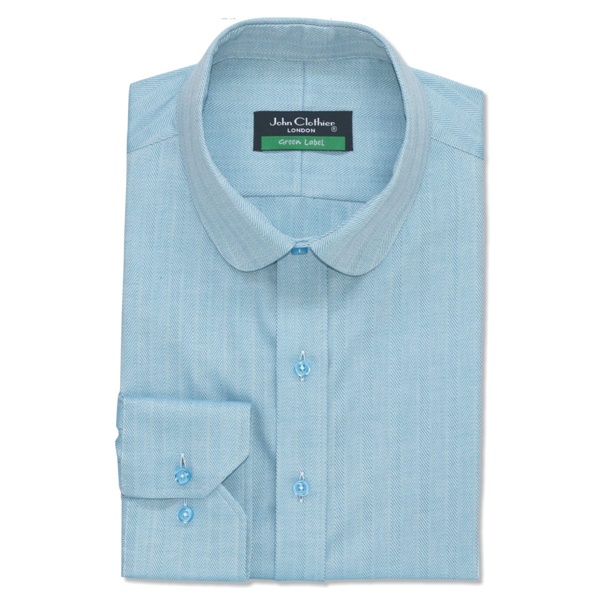 Sea Blue Herringbone cotton mens shirt