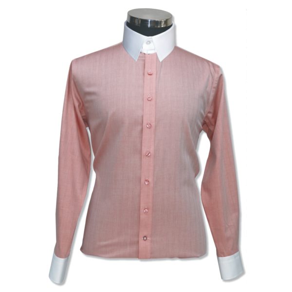 Orange herringbone cotton shirt for men