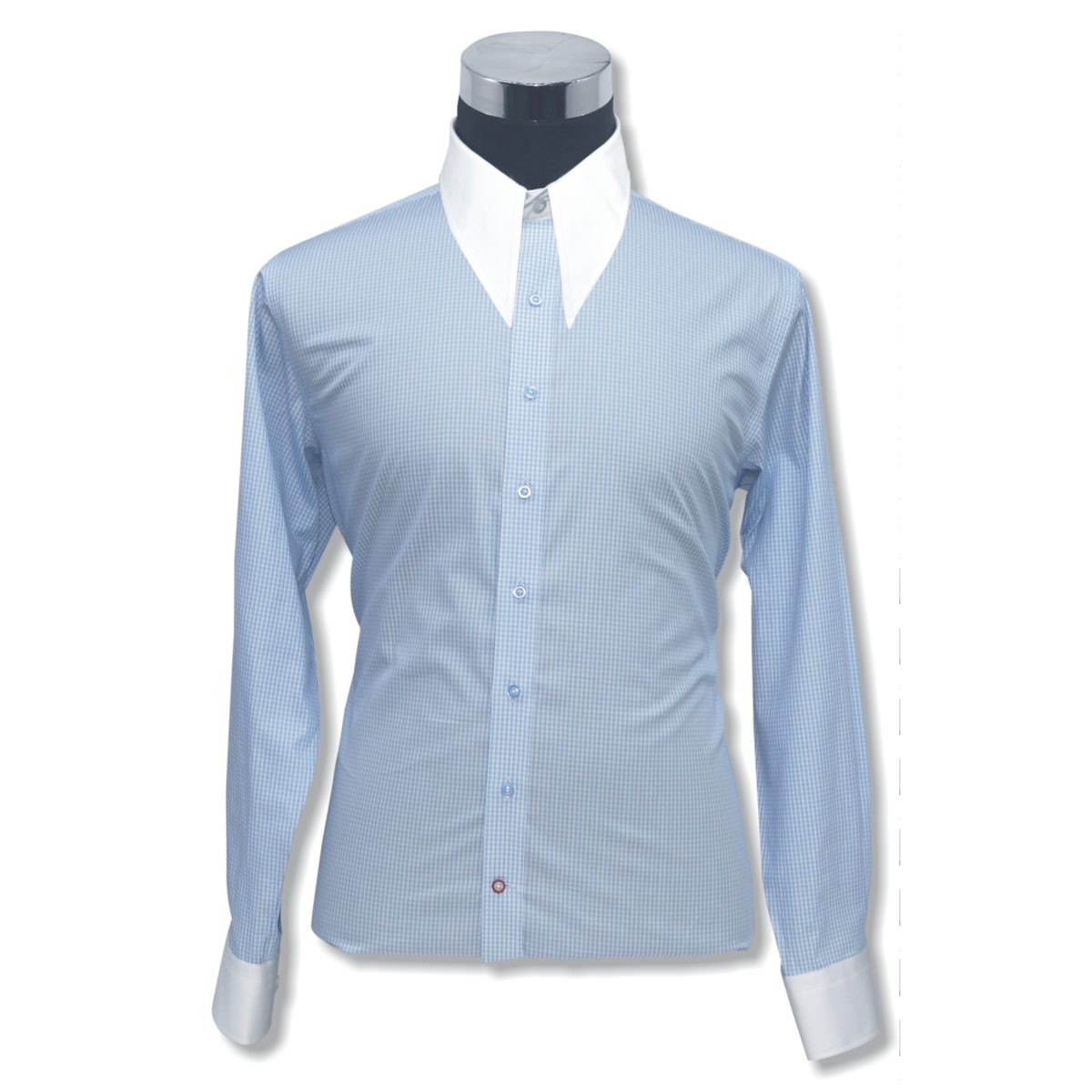 Blue Gingham Checks Spear collar Vintage Cotton mens shirt