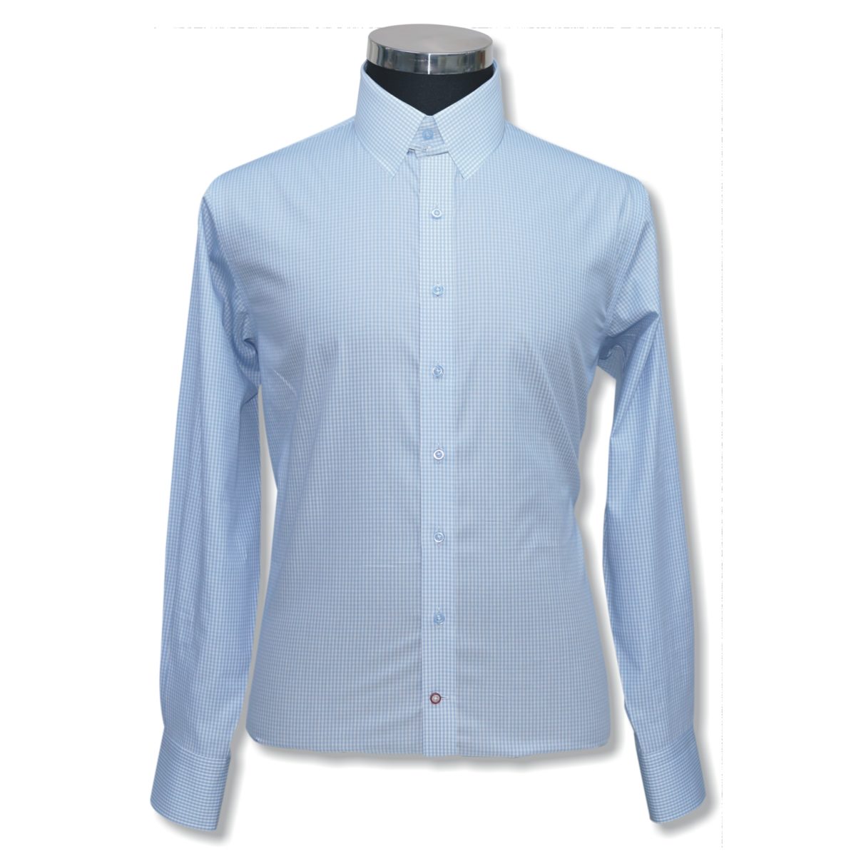 Blue Gingham checksTab collar Mens Cotton shirt