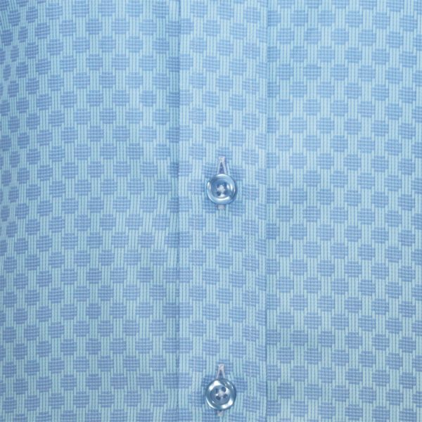 Sea-Blue Jacquard Dagger Collar MENS Cotton shirt