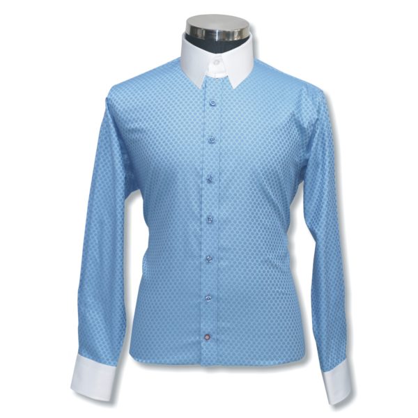 Sea-Blue Jacquard Tab Collar