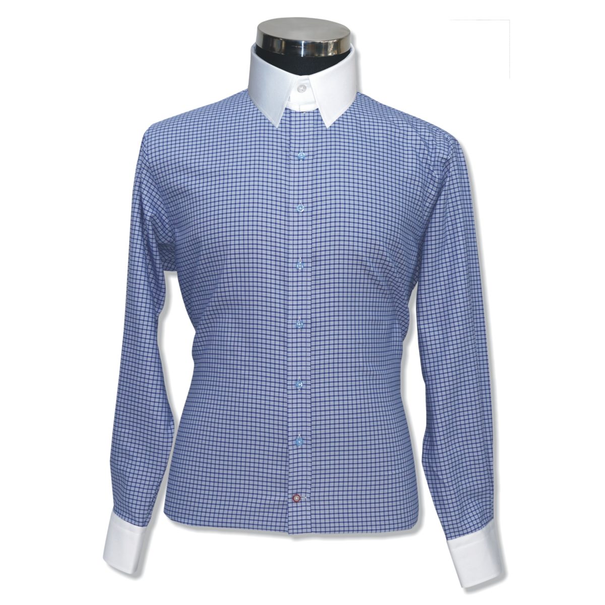 Small-Blue Checks Tab Collar