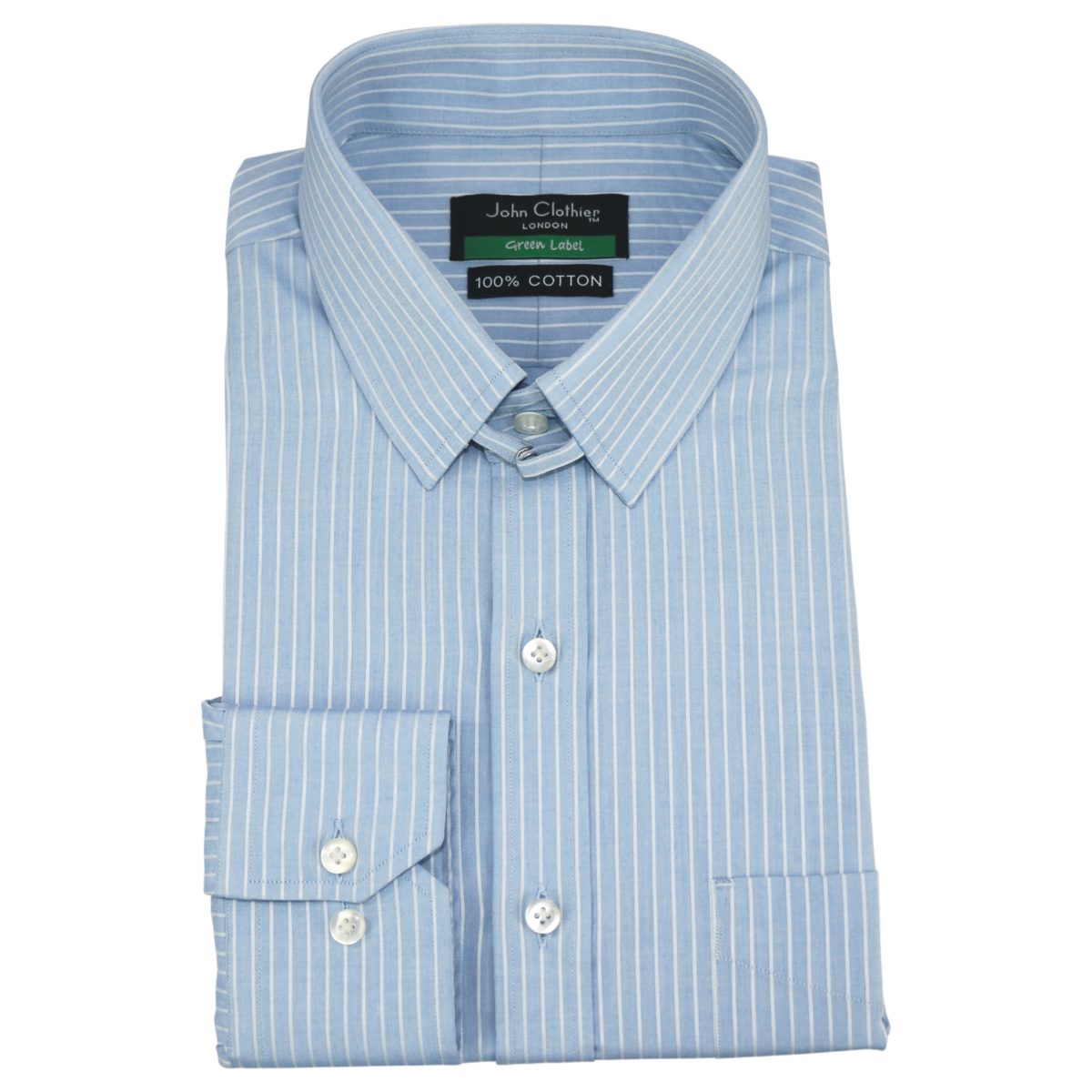 sKY BLUE WHITE STRIPES TAB COLLAR COTTON SHIRT