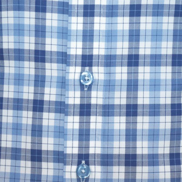 Blue British checks penny collar cotton shirts