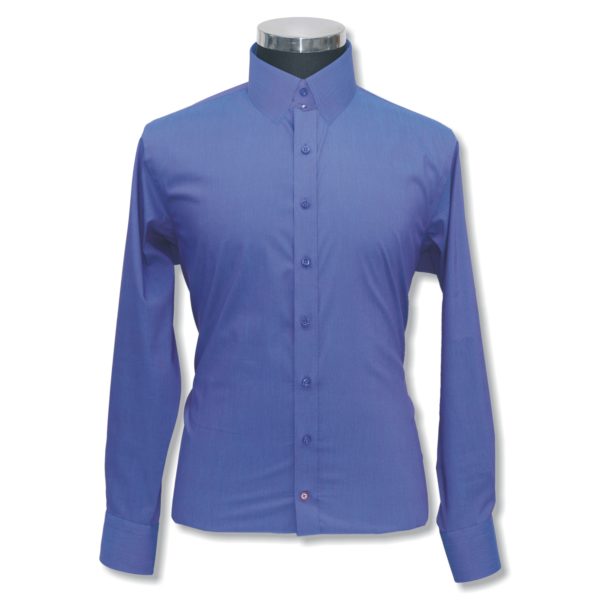 Royal Blue james bond collar cotton shirt for men