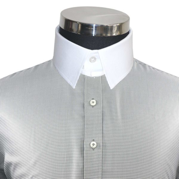 Olive-Jacquard Checks Tab Collar