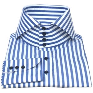 Italian Navy-Blue Stripes High-Collar - John Clothier London