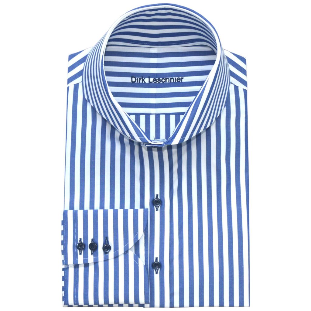 Italian Navy-Blue Stripes High-Collar - John Clothier London