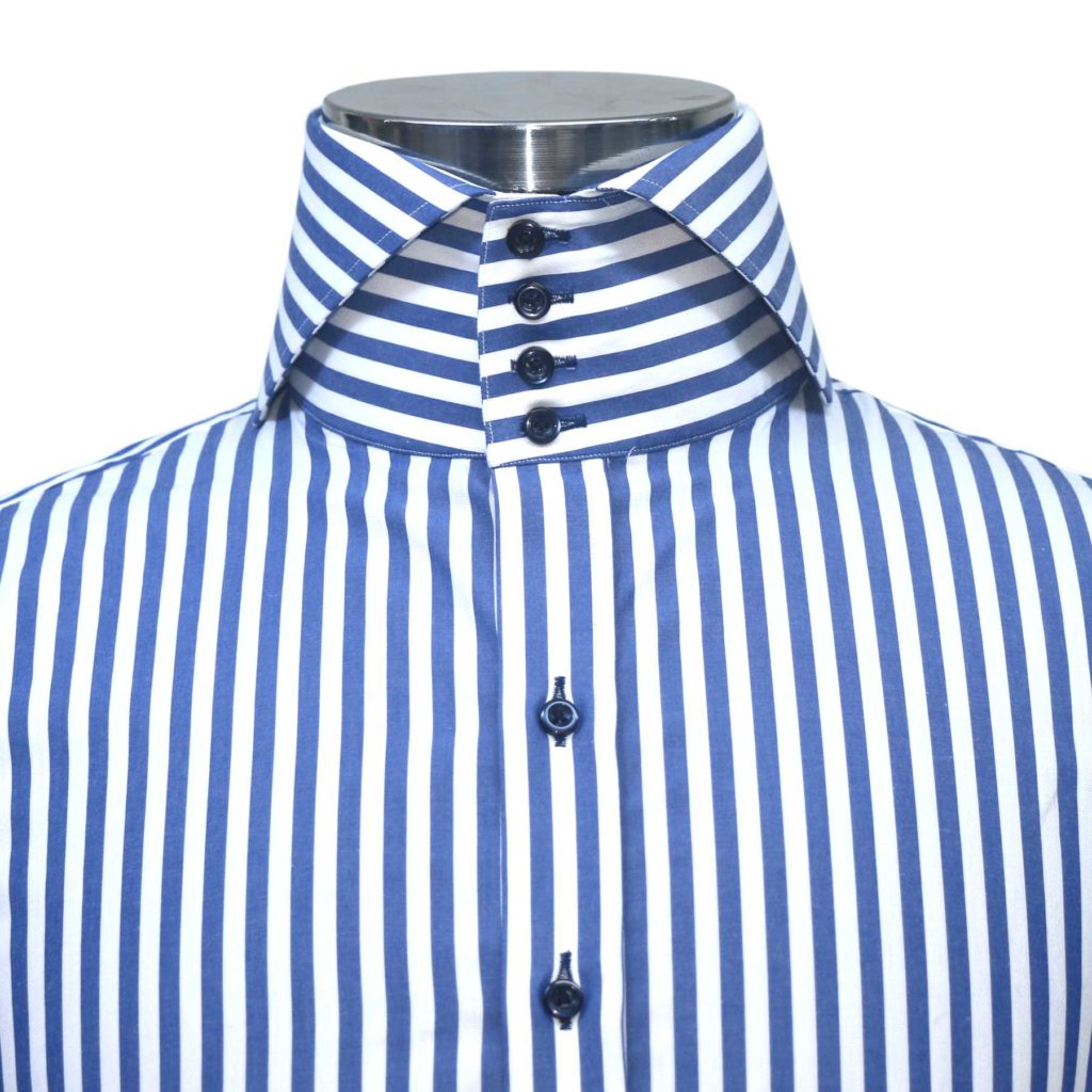 Italian Navy-Blue Stripes High-Collar - John Clothier London
