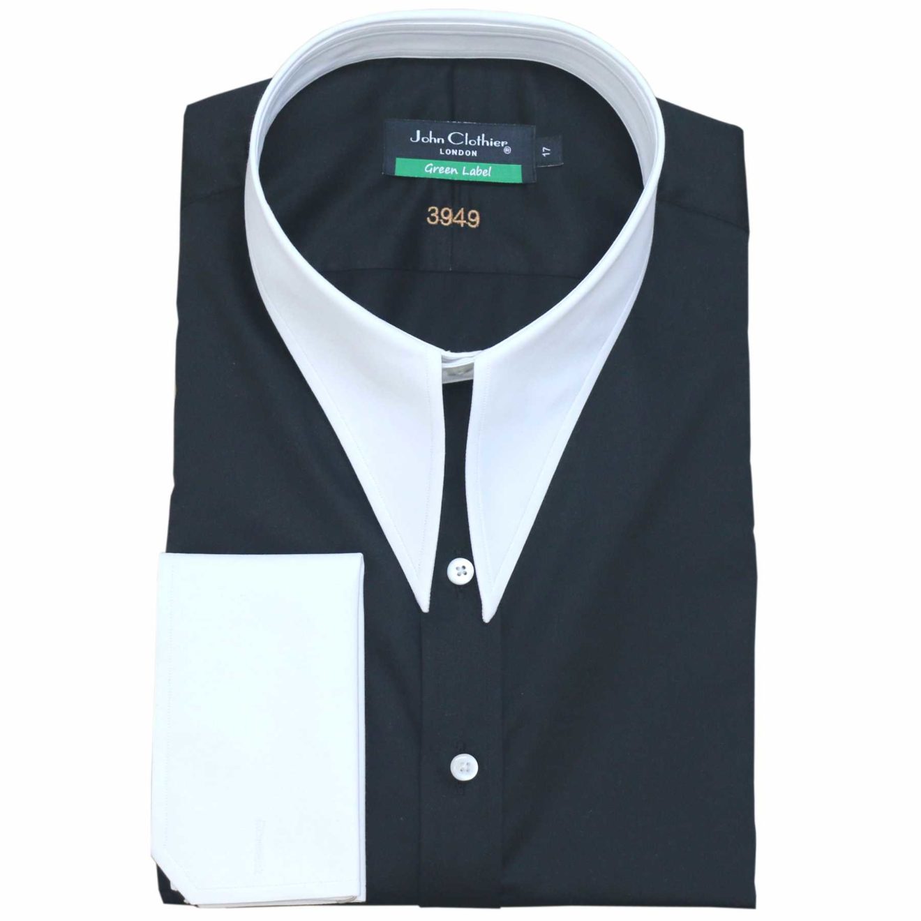 Black Bankers Spear Collar - John Clothier London Online