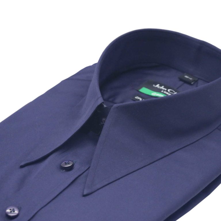 Navy-Blue Spear Long-Point Collar - John Clothier London Online