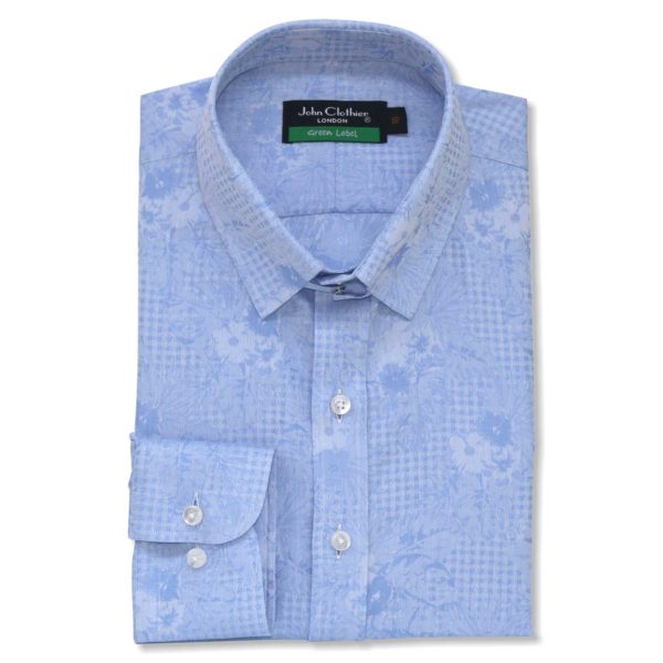 Blue Floral Jacquard Mens shirt