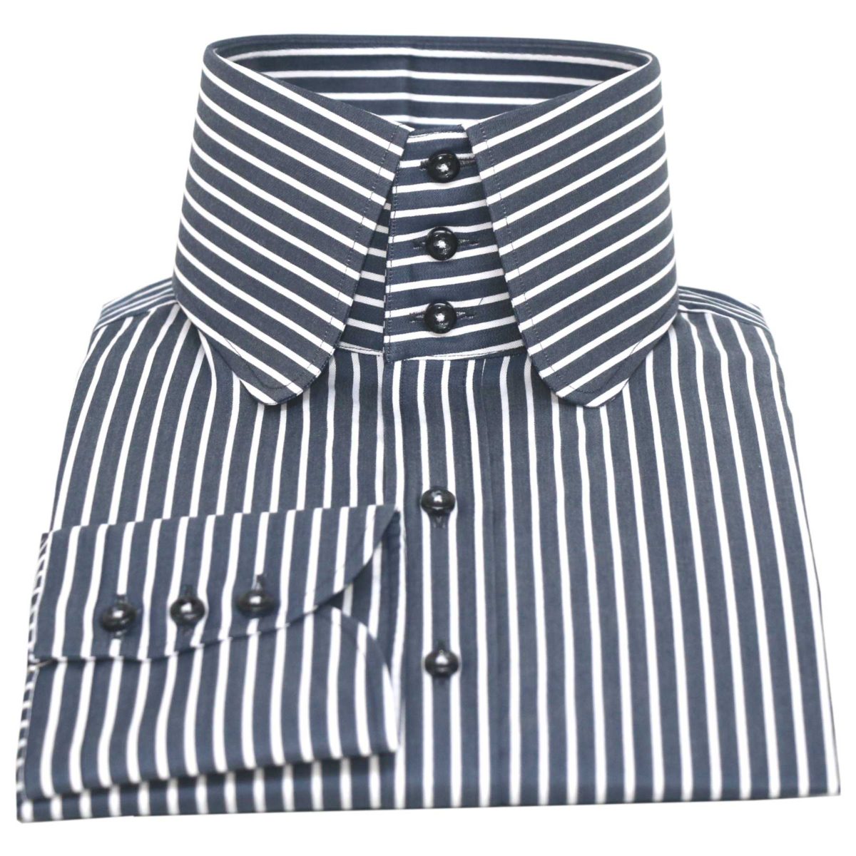 Navy BLue stripes high penny collar 100% cotton shirt for men