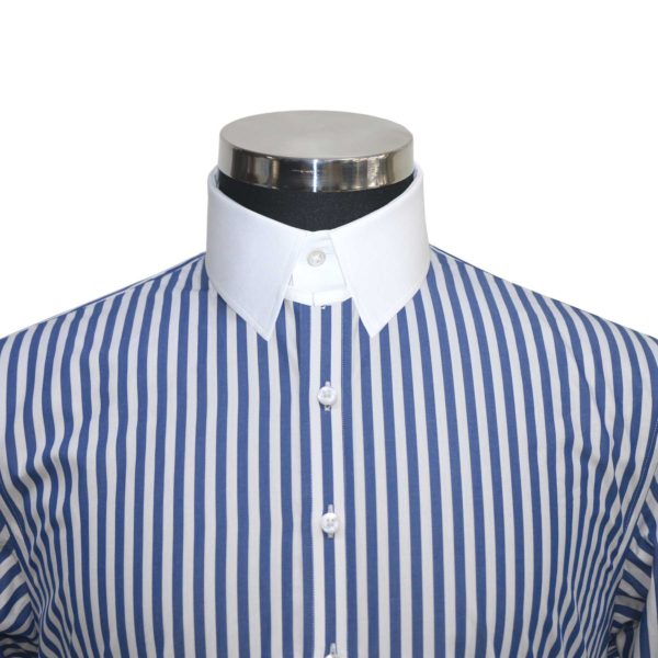 navy blue stripes 100% cotton mens loop collar shirt