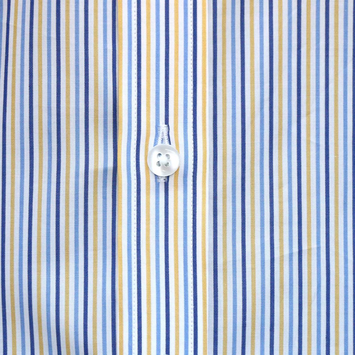 Yellow Blue stripes 100% cotton mens loop collar shirt