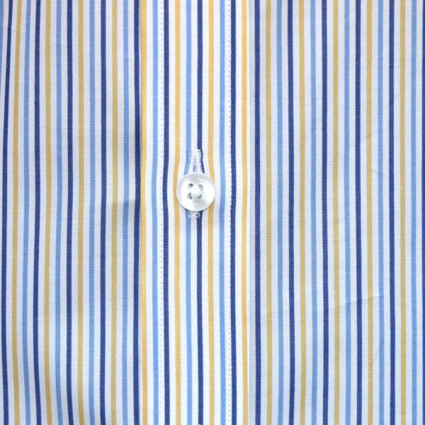 Yellow Blue stripes 100% cotton mens loop collar shirt
