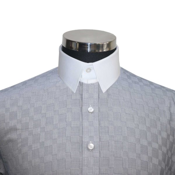 olive green grey checks tab collar mens 100% cotton shirt