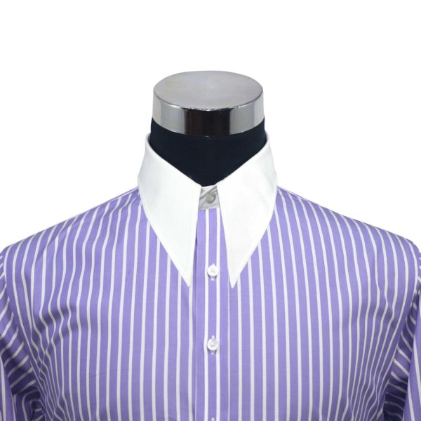 Lilac Purple Stripes Spearpoint collar mens shirt