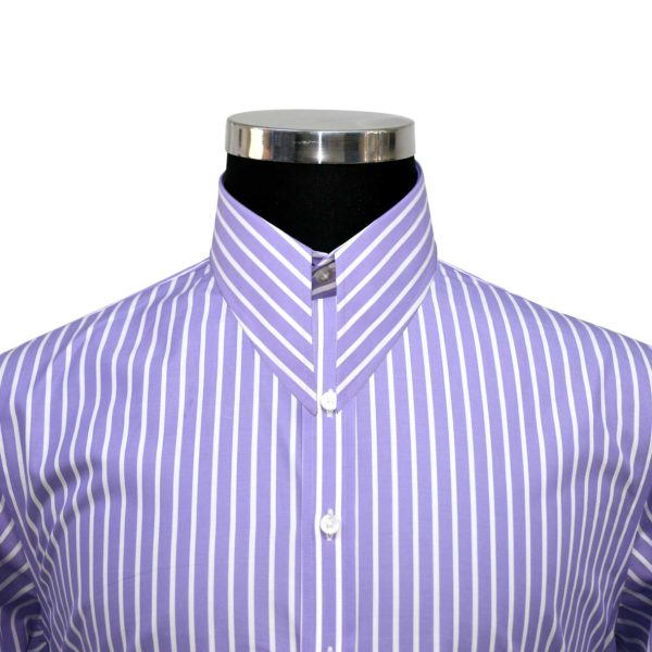 Lilac Purple Stripes Spearpoint collar mens shirt