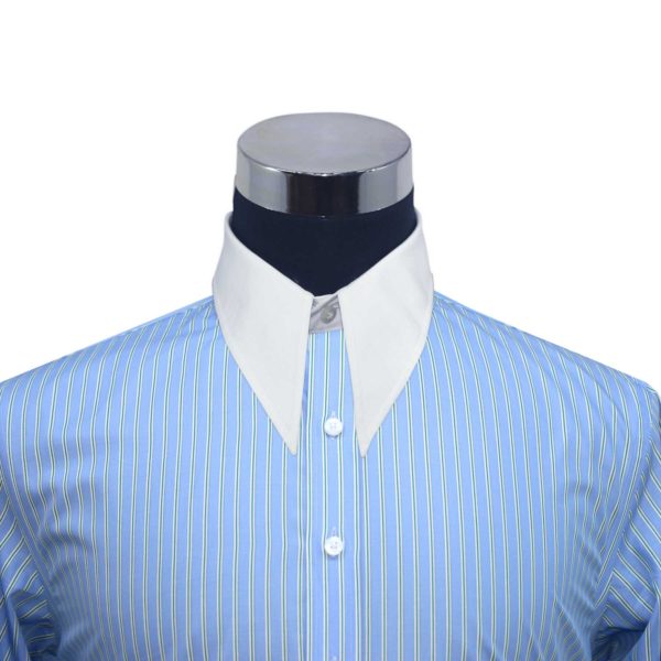 Sky Blue stripes Spearpoint collar shirt for men