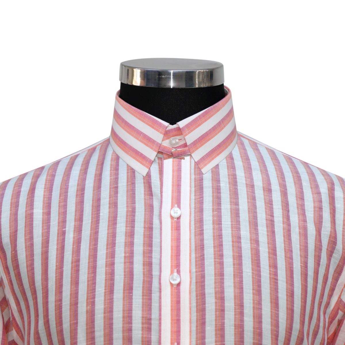 Orange white Stripes 100% cotton shirt for men