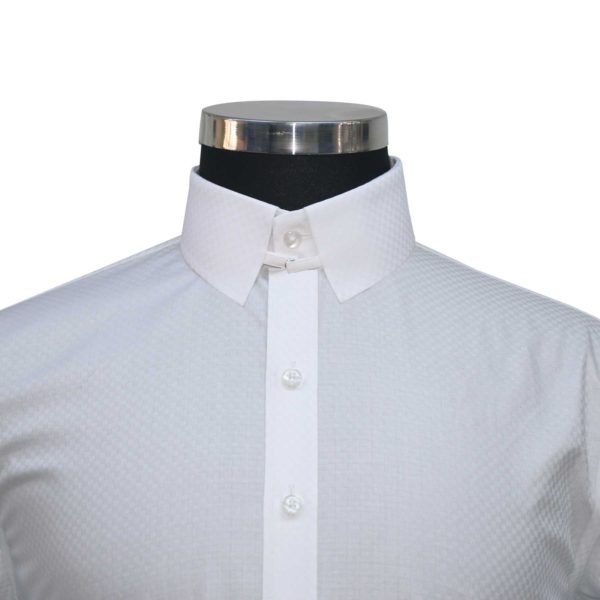 White checks loop collar 100% cotton shirt for men