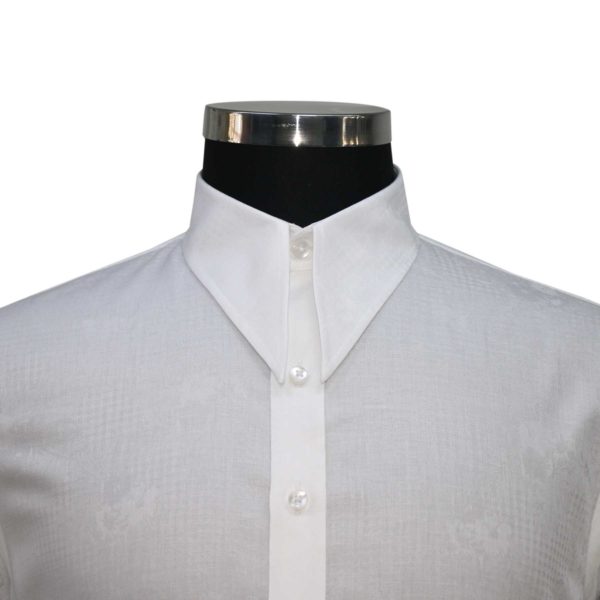 White Jacquard Spearpoint vintage collar shirt for men