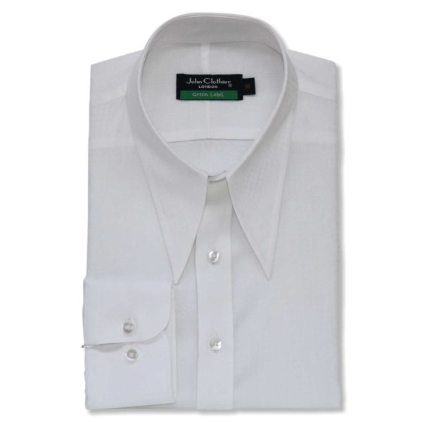 White Jacquard Spearpoint collar vintage shirt for men