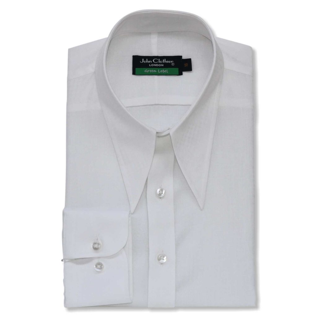 White Jacquard Spearpoint Collar - John Clothier London Online