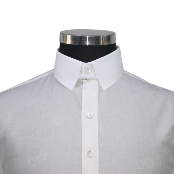 White JAcquard TAb collar shirt for men
