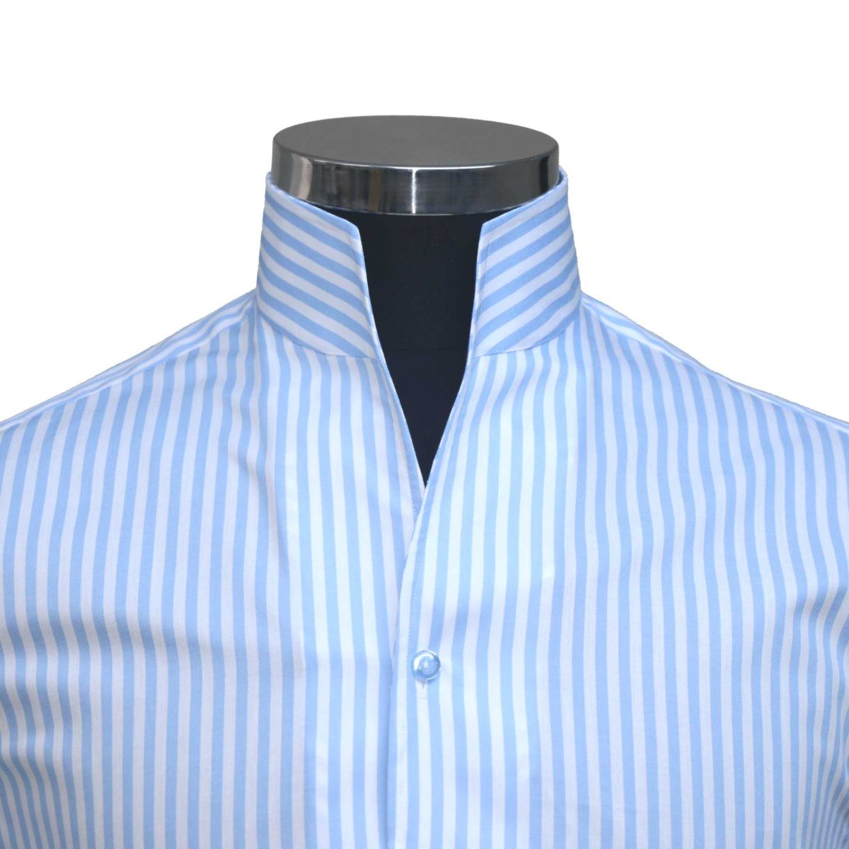 Blue stripes high open collar