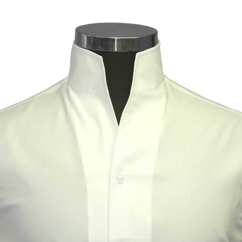 Cream High Open Collar Shirt John Clothier London