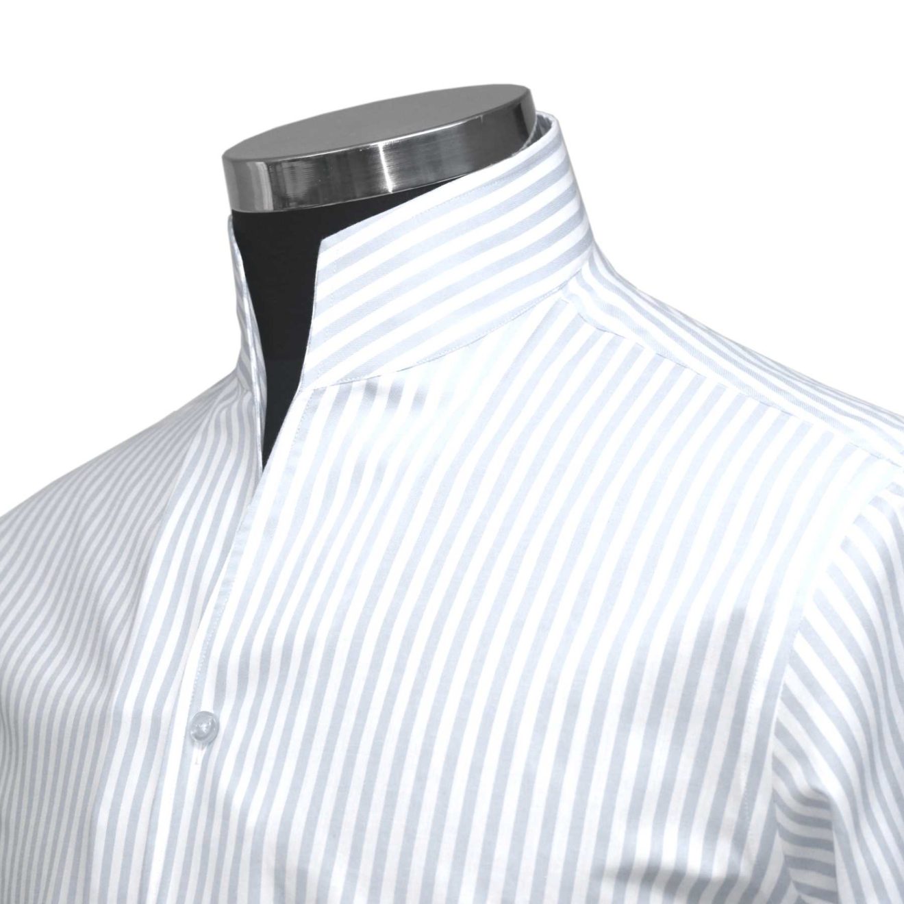 White-Stripes High-Open Collar Shirt - John Clothier London