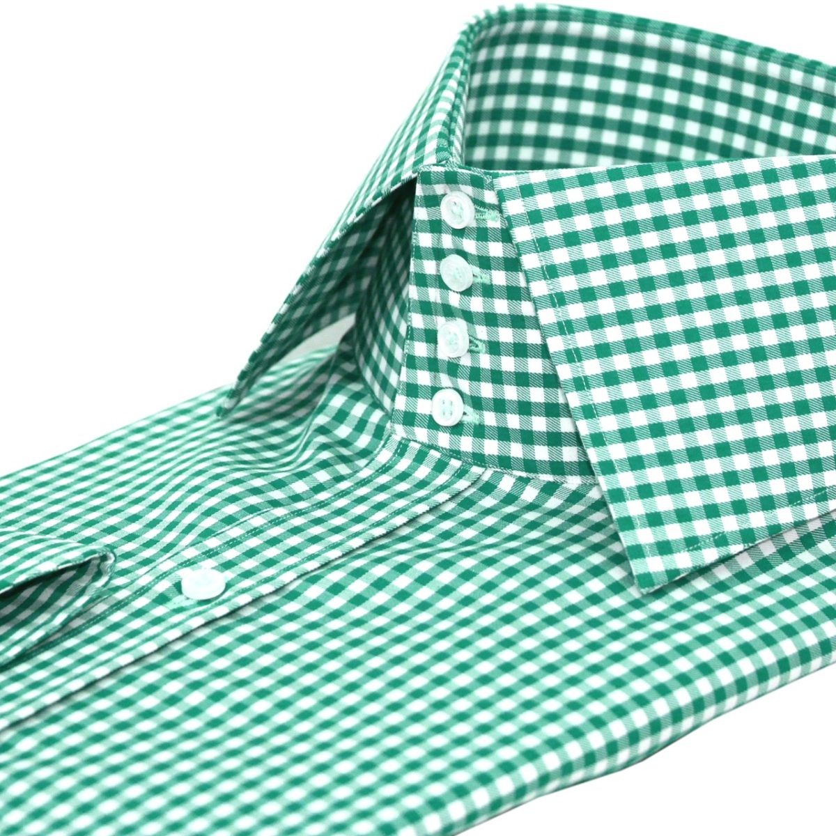 Green Gingham checks High collar shirt