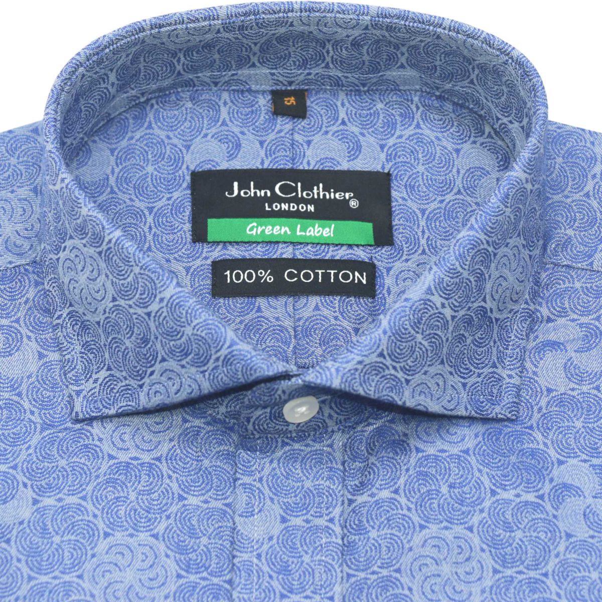 Cutaway collar shirt, blue jacquard, 100% cotton , Italian