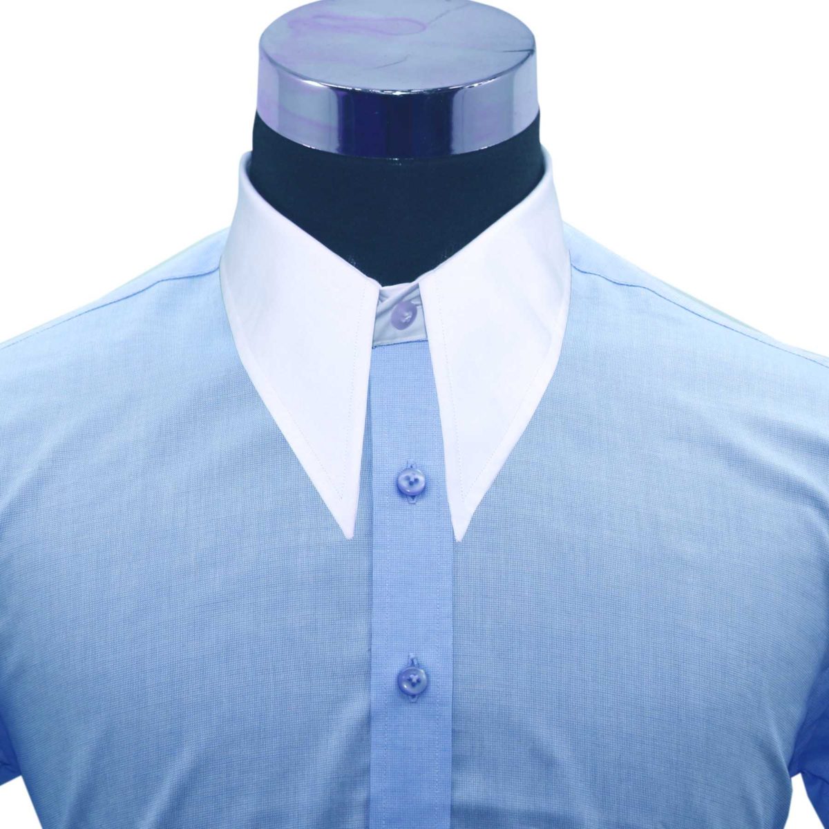 Blue Spear point collar, dagger collar long point collar shirt for men