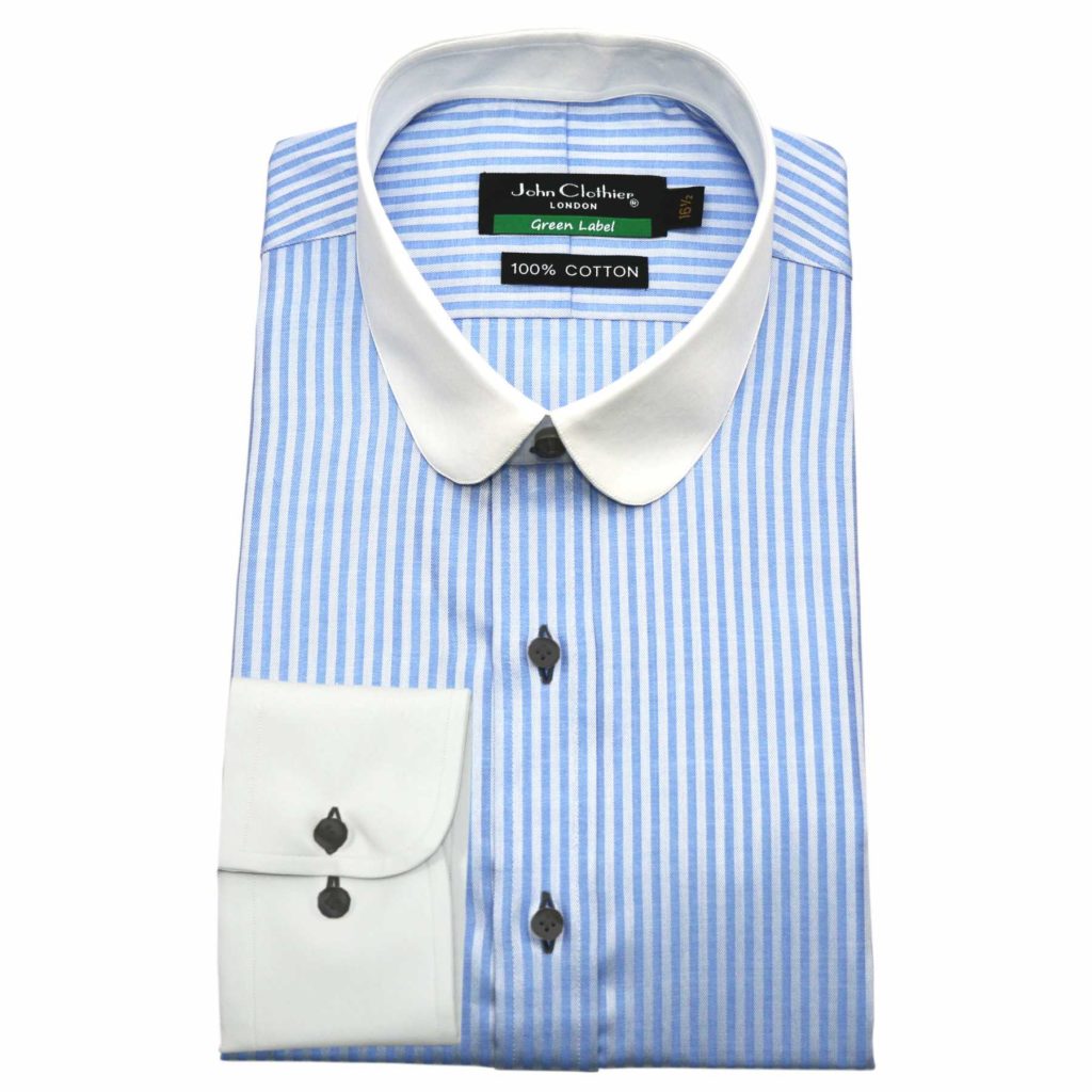 Blue-Stripes Penny Collar Shirt - John Clothier London