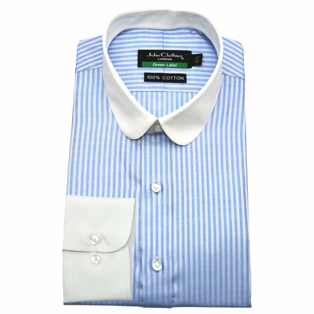 Blue-Stripes Penny Collar Shirt - John Clothier London