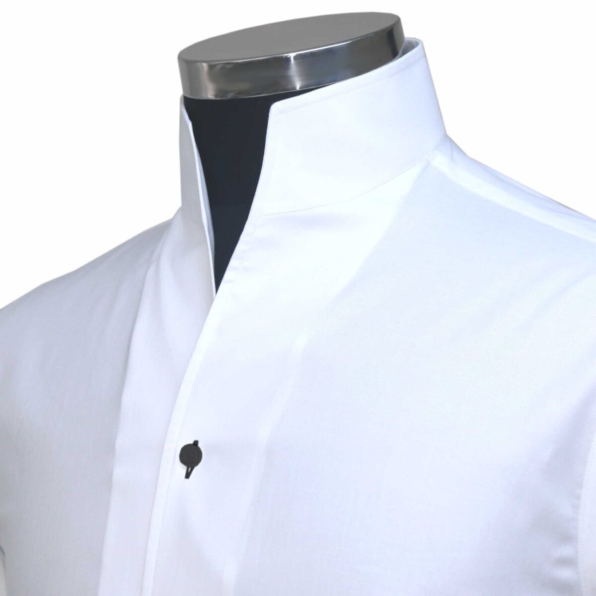 High-Spread White-Contrast High-Collar Shirt - John Clothier London