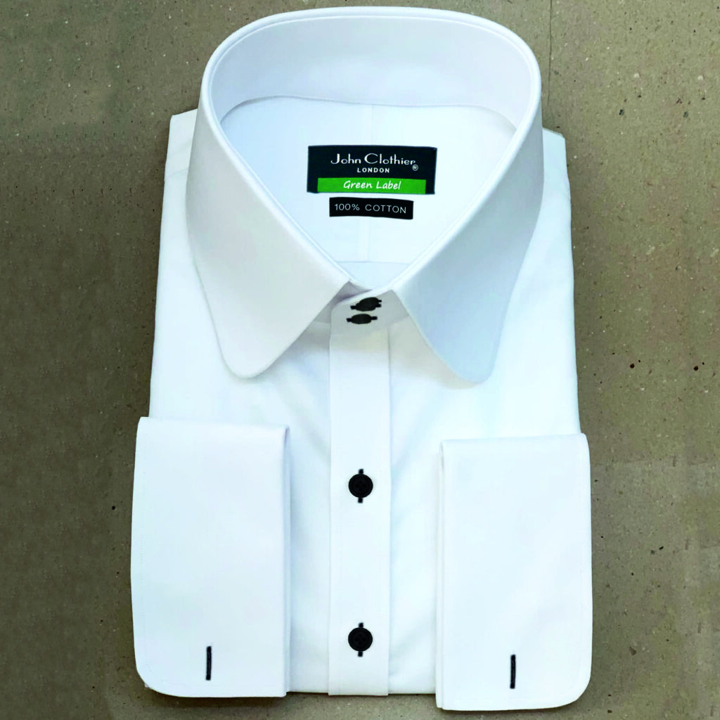 White Contrast-Penny High-Collar Shirt - John Clothier London